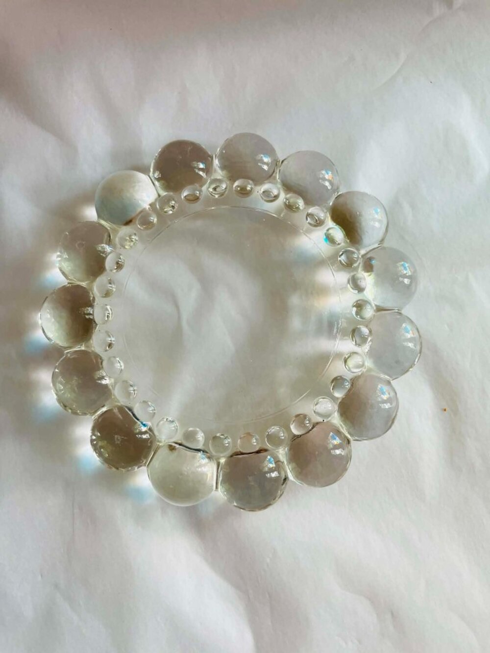 Vintage Boopie Bubble Glass Ashtray | MCM Clear Pressed Glass 4" Clear Hobnail
